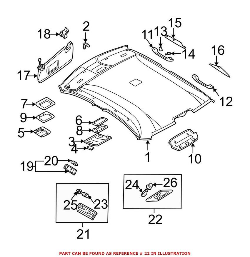 BMW Reading Light - Rear Passenger Right 63316962050